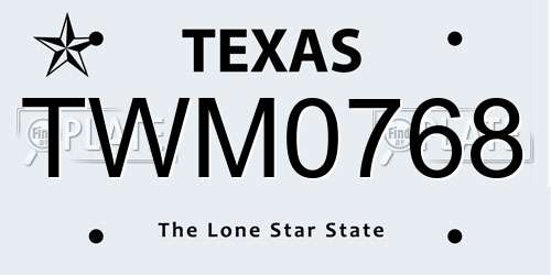 TWM0768 Texas License Plate