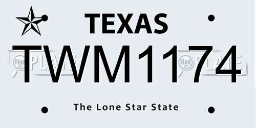 TWM1174 Texas License Plate