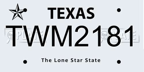 TWM2181 Texas License Plate