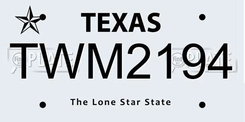 TWM2194 Texas License Plate