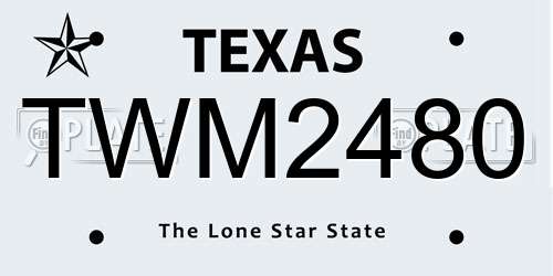 TWM2480 Texas License Plate