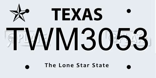 TWM3053 Texas License Plate