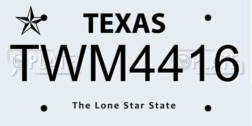 TWM4416 Texas License Plate