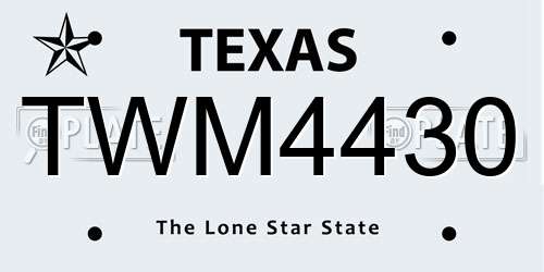TWM4430 Texas License Plate