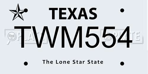 TWM554 Texas License Plate