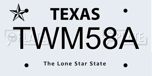 TWM58A Texas License Plate