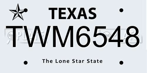 TWM6548 Texas License Plate