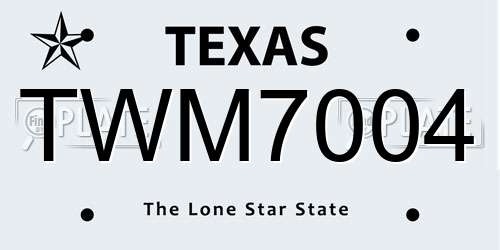 TWM7004 Texas License Plate