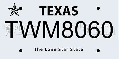TWM8060 license plate in TX state