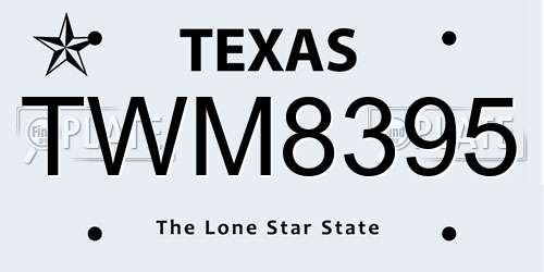 TWM8395 Texas License Plate