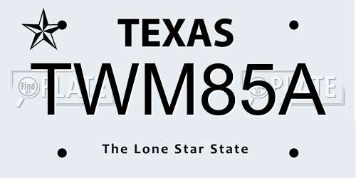 TWM85A Texas License Plate