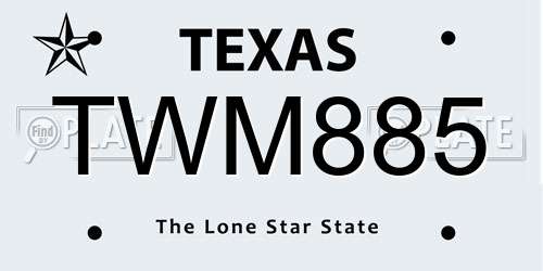 TWM885 Texas License Plate