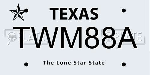 TWM88A Texas License Plate
