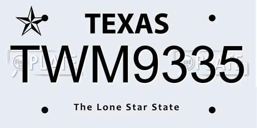 TWM9335 Texas License Plate