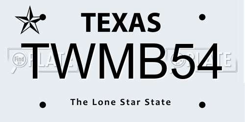 TWMB54 Texas License Plate