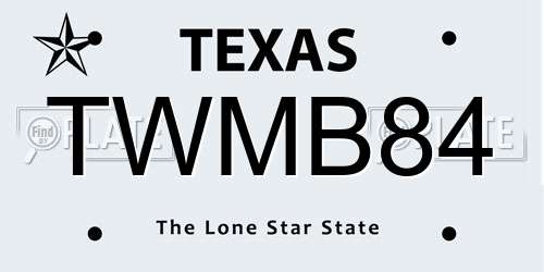 TWMB84 Texas License Plate
