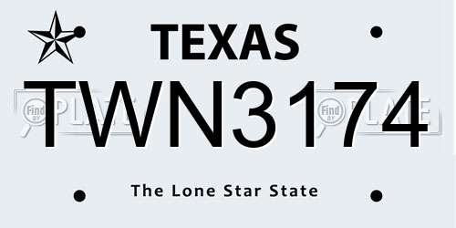 TWN3174 Texas License Plate
