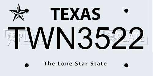 TWN3522 Texas License Plate