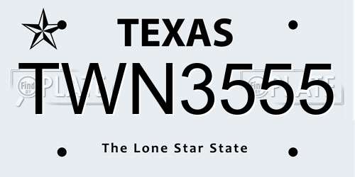 TWN3555 Texas License Plate