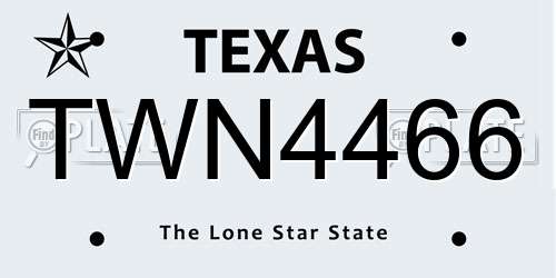 TWN4466 Texas License Plate