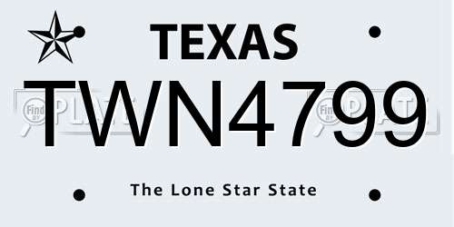 TWN4799 Texas License Plate