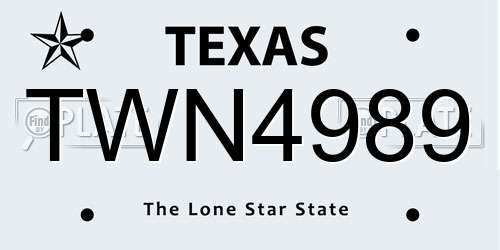 TWN4989 Texas License Plate