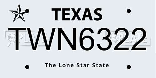 TWN6322 Texas License Plate