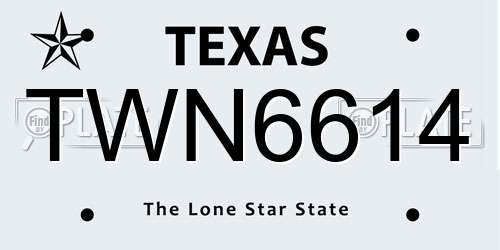 TWN6614 Texas License Plate