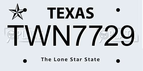 TWN7729 Texas License Plate