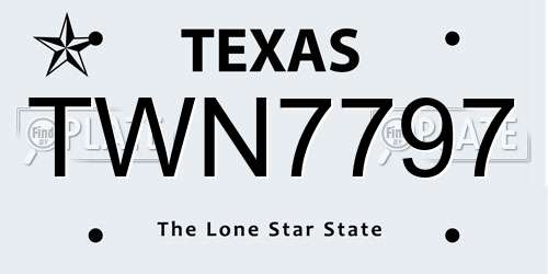 TWN7797 Texas License Plate
