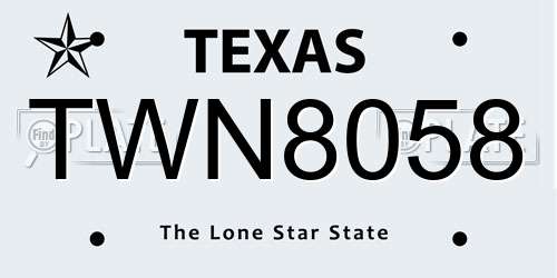 TWN8058 Texas License Plate