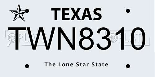 TWN8310 Texas License Plate