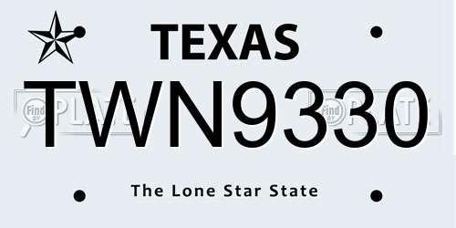 TWN9330 Texas License Plate