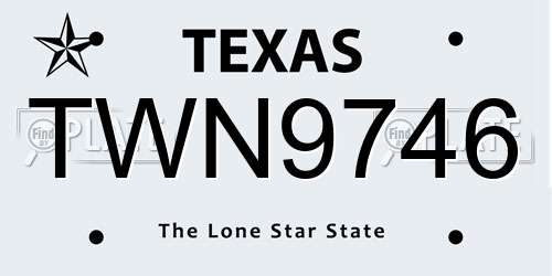 TWN9746 Texas License Plate