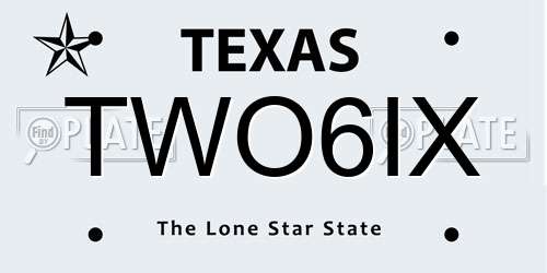 TWO6IX Texas License Plate