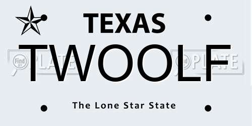 TWOOLF Texas License Plate