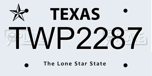 TWP2287 Texas License Plate