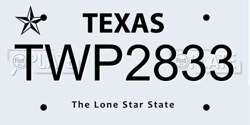 TWP2833 Texas License Plate