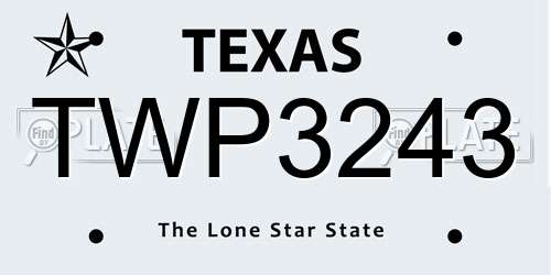 TWP3243 Texas License Plate