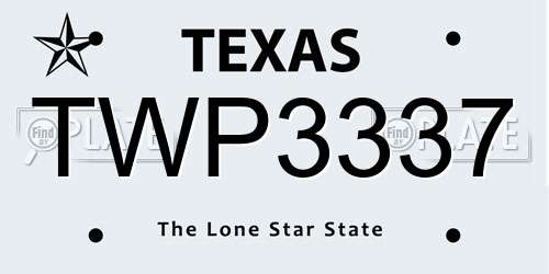 TWP3337 Texas License Plate