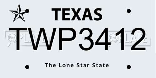 TWP3412 Texas License Plate