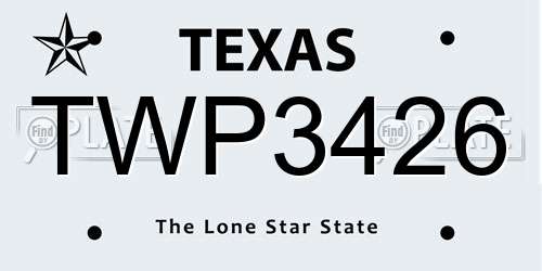 TWP3426 Texas License Plate