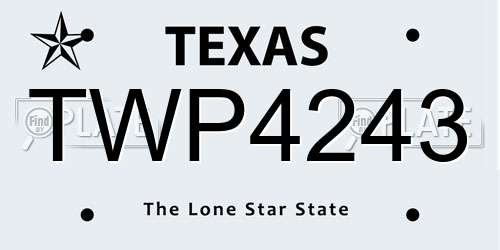 TWP4243 Texas License Plate