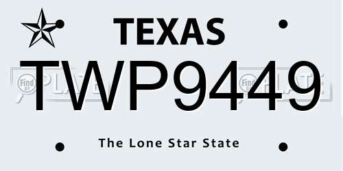 TWP9449 Texas License Plate