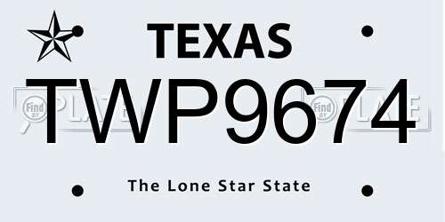 TWP9674 Texas License Plate