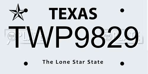 TWP9829 Texas License Plate