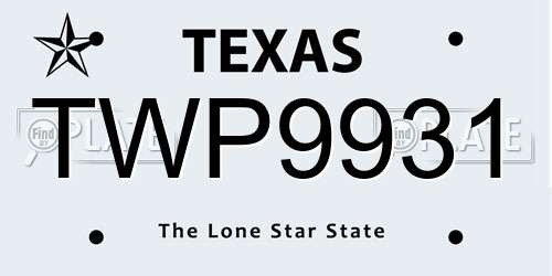 TWP9931 Texas License Plate
