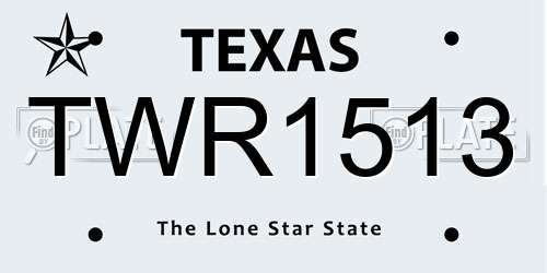TWR1513 Texas License Plate