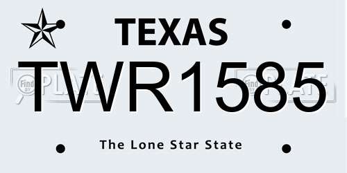 TWR1585 Texas License Plate