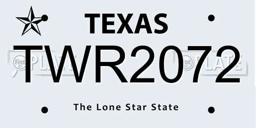 TWR2072 Texas License Plate